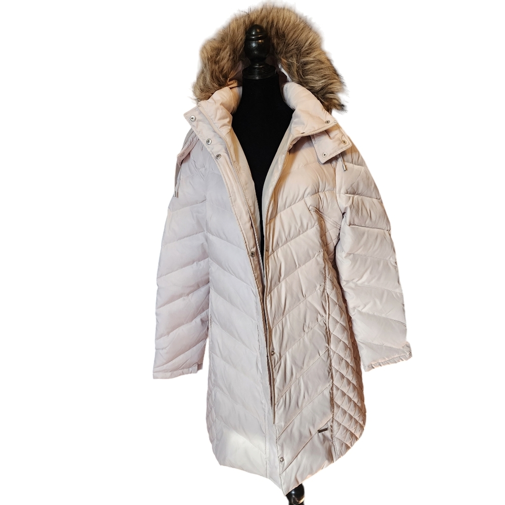 Kenneth Cole Women's Mid-Length Quilted Puffer Jacket Hooded Coat XXL